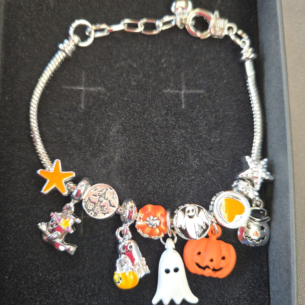 NIB Silver Halloween Charm Bracelet